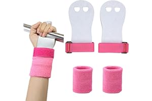 DROKENLE Gymnastics Grips Wristbands Sets for Girls Youth Kids, Gymnastic Grips Gloves Gymnastic Bar Palm Protection and Wrist Sports Support Accessories for Kids Training