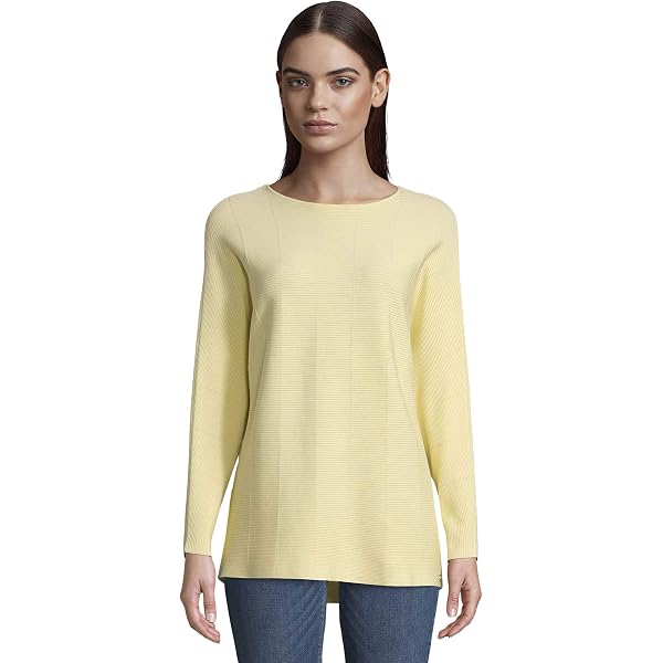 TOM TAILOR Denim Damen Pullover – Gerippt, Rundhals, Aus Polyester/Baumwolle, Regular Fit