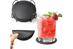 Gotanc Set di 12 sottobicchieri in similpelle, sottobicchieri antiscivolo (nero)