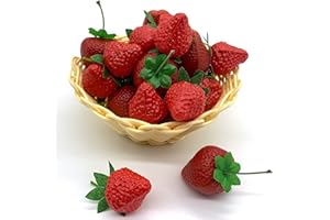 DHER Deko Obst KüNstliche Lebensechte Kunststoff Erdbeere 20 StüCk Simulation Obst Erdbeer Party Obst Modell Kunststoff Erdbeermodell Dekoration Fotografie Requisiten Dekoration Kuchendekoration Obst