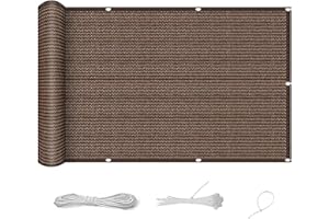 CUIMEI Biombo para Balcón Barandilla 120 x 1000 cm Protección UV Transpirable Pantalla de Privacidad de Balcón con Bridas Ojales y Cuerda para balcón Exterior de jardín, Gris Pardo