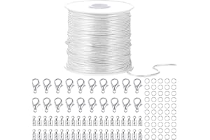 PP OPOUNT 33 Feet 111 PCS Silver Snake Chains Set Link Cable Chain Silver Plated Necklace with 20 Lobster Clasps 50 Jump Rings and 40 Pieces Connectors Clasps for Jewelry Chain Making