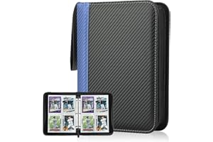 Deoyibu Trading Card Album for 440 Cards, Scrapbook with 4 Compartments, 55 Pages for Card Organiser, Card Binder Made of PU, for Sports Cards, MTG, TCG, Yugioh Cards etc. Blue