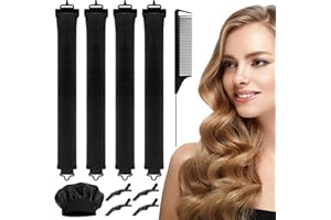 IETWATE 4 sztuki wałków do włosów na noc, "zrób to sam", heat less curls, gumowe loki, bez wysokiej temperatury, z haczykami, overnight blowout z nasadkami do włosów, do wszystkich rodzajów włosów