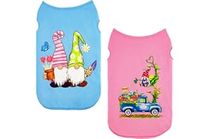 BOTEWO Chemises pour chien - Gilet pour chiot - T-shirt sans manches - Costume doux et respirant - Chemise pour chien - Lot de 2 vêtements (petit, rose + bleu)