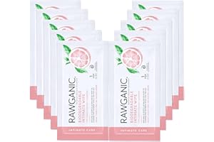 RAWGANIC Organic Intimate Hygiene Wipe Sachets | Gentle Ph Balanced, Fragrance-Free, Alcohol-Free, Flushable & Biodegradable Intimate | Set of 10 Individually Wrapped Sachets