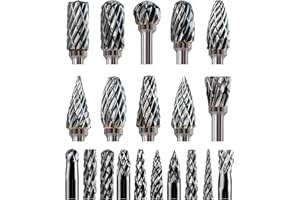Sworker Carbide Burr Set Compatible with Dremel 1/8" Shank 20PCS Die Grinder Rotary Tool Rasp Bits Wood Carving Accessories Attachments Cutting Burrs Metal Grinding Engraving Porting Double Cut