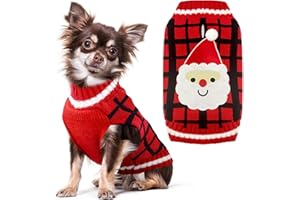 HRTTSY Dog Christmas Jumper with Harness Hole Red Plaid Santa Dog Outfits Sweater for Small Medium Large Dogs Cats Warm Fall Winter Puppy Dog Clothes Vest Pet Holiday New Year Costume Gift, Medium