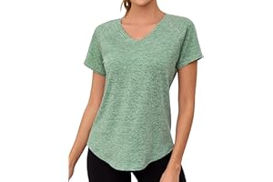Gyabnw Maglietta Sportiva Donna Camicia Palestra Donna Manica Corta Scollo a V Elastico Indietro in Rete Traspirante Top Fitness Yoga Corsa Danza