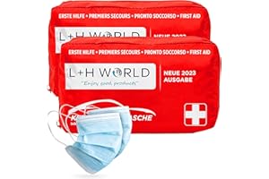 ‎L + H WORLD 2x Verbandskasten Auto 2023 | Neue KFZ-Verbandstasche DIN 13164-2022 Zertifiziert Geprüft | Erste Hilfe First Aid Tasche Kasten Set Kit ideal als Notfall-Set Nachfüllset für Auto 2022 STVO