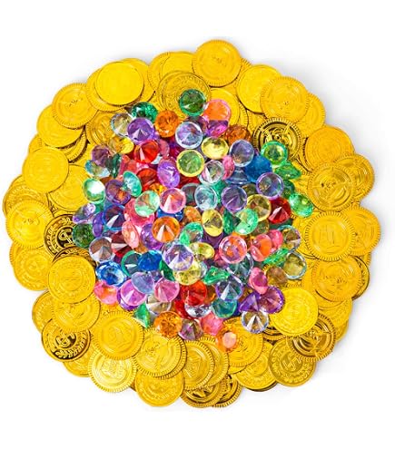 Produktbild von Relaxdays Goldmünzen Kinder, 144er Set, Piratenschatz Kindergeburtstag