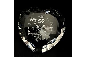 WOSHIDEFA 50th Birthday Gifts for Women,50th Birthday Gifts for Her Wife,Sister,Mum,Grandma,Crystal Heart Keepsake Paperweight,50 Years Birthday Presents for Friend, Gilfriend
