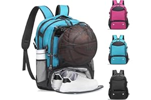 SUIKIHUM Basketball Backpack for Men Women Athletes, Large Bag with Ball Compartment Water-Resistant for Travel Gym, Durable Stylish