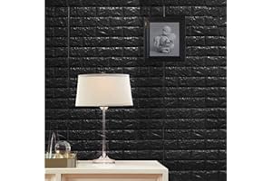 RHP Papel pintado 3D para pared, autoadhesivo, ladrillo, resistente al agua, adhesivo de pared, panel de pared, autoadhesivo, revestimiento de pared con aspecto de piedra, y sencillo, Negro, 10 piezas