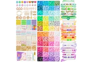 TULADUO 48 Colors Clay Beads for Bracelet Making Kit, Flat Round Polymer Clay Beads, Heishi Beads for Jewelry Making with Pendant Charms Kit
