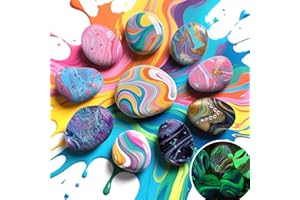 LAOESE 2 en 1 Kit de Peinture Pouring sur Pierre Lumineuse pour Enfants, Activites Manuelles pour Enfants, Loisirs Créatifs Enfant 6-12 ans, Cadeau Fille Garcon 4 5 6 7 8 ans, Idee Cadeau