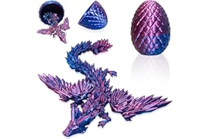 LUMIN TUTU 3D Gedrucktes Drachenei, Bewegliches Drachenei mit Drache, Geheimnisvolle Drachen Spielzeug, Geschenkidee für Kinder, Geburtstage, Ostern und Überraschungsgeschenke(Lila)