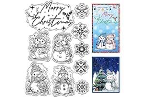 CRASPIRE Buon Natale Timbri in Gomma Trasparente Parole di Auguri Pupazzo di Neve Fiocco di Neve Agrifoglio Regalo di Natale Riutilizzabile Vintage Trasparente Timbro Sigillo in Silicone per Vacanze