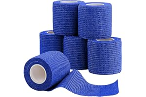 6 Pack Self Adhesive Bandage Wrap, SAREAL 5cm x 4.5m Athletic Wrap Self Adhesive,Vet Wrap,Tattoo Grip Tape,Sports Tape Bulk for First Aid Supplies and Wrist Sprains Protection
