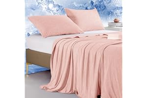 Marchpower Coperta Estiva Fresca 130 * 170cm, Arc-Chill Coperta Letto in Fibra di Raffreddamento Giapponese Q-MAX> 0,5 Traspirante Morbido, Anti Statico, 2 Lati Allevia Sudore e Migliora Sonno-Rosato