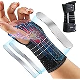 Rakiie Wrist Support, Adjustable Wrist Bandages with 3 Metal Splints, Wrist Bandage for Men Women, No Pressure on Thumb Stabi