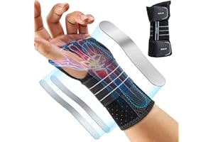 RAKIIE Carpal Tunnel Wrist Splint with 3 Metal Splint Stabilizer, Wrist Support with Adjustable Straps, No Pressure on Thumb, Hand Splint Pain Relief for Sprain Arthritis, Gray Left Hand M (17cm - 21cm)