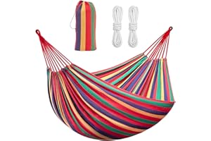 Signstek Hammock Garden Camping Swing Portable 2 Person Outdoor 190 x 150 cm Beach Travel sleeping Canvas 150kg Load Capacity (Red)