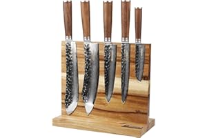 YOUSUNLONG Support de bloc de couteaux magnétique - Support de bloc de bois d'acacia magnétique double face et support - Contient des couteaux de 10 pouces