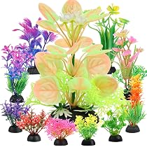 QUOZUO AquariumDeko Aquarium Zubehör Pflanzen, 11 Stück Bunt