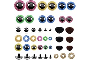 TOAOB THE ONE AND ONLY BABY TOAOB 72 Piezas Ojos de Seguridad y Narices de Seguridad, Ojos Manualidades de Brillantes Multicolor Ojos Plásticos con Arandelas para la Muñeca de Peluche, Animales Rellenos