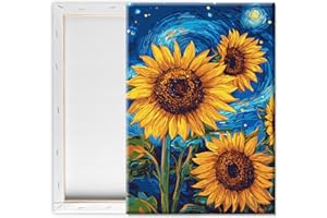 Pavemlo Peinture Par Numero Adulte Avec Cadre Tournesol Ciel Étoilé - 20x30cm Paint By Numbers, Kit Artistique Facile Pour Débutants Parfait Pour La Décoration Intérieure Et Les Cadeaux Créatifs