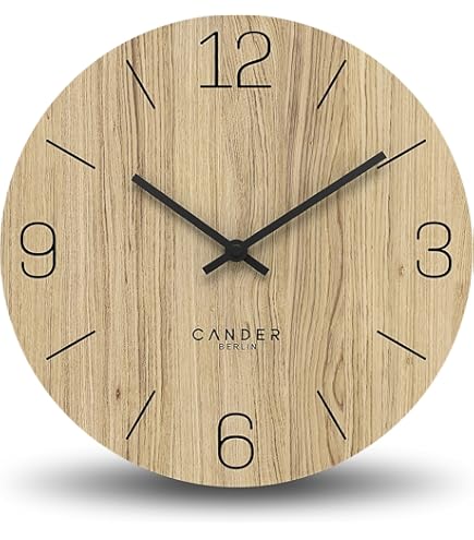 Natuhr houten klok Wandklok Tafelklok Eiken hout - Boom - geluidsarm Massief hout ontwerp 17 x 17 cm (Eiken geolied Zwarte wijzers, kwarts uurwerk