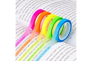 Hoiny Highlighter Tape, 10 Rolls Transparent Highlighter Strips, Removable Transparent Sticky Notes, Colorful Index Tabs, Book Annotation Kit for Revision Supplies Study Essentials