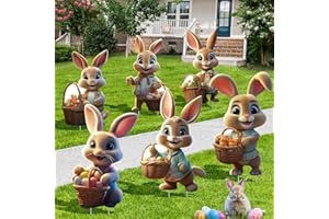 ILMFMY Osterdeko für Draußen,Gartendeko Osterhasen, Ostereier Stakes,Osterhase Gartenstecker wetterfest für Garten-Rasen-Yard-Dekoration, frühlingsdeko (36x22 cm, 6Pcs)