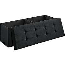 Pouf Poggiapiedi Pieghevole ASelected Con Coperchio – 38x38x38 Cm, Nero. Soluzione Salvaspazio Per Soggiorno E Camera Da Letto. Perfetto Come Seduta Extra E Contenitore.