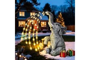‎GIGALUMI GIGALUMI Aktualisierung Elefanten Statue Gartendeko, True Bewässerung Elefant Figur Solar LED Lichter, Geburtstagsgeschenke für Mama, Frauen Geburtstagsgeschenke, Elefanten Dekoration für Terrasse