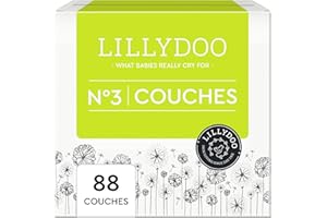 LILLYDOO - Couches Bébé Hypoallergéniques, Taille 3 (6-10 kg), Lot de 4 paquets (88 pièces), Ultra Douces et Absorbantes, sans Parfum et Lotion pour les peaux sensibles, Testées dermatologiquement