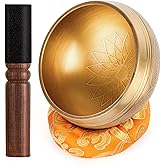 Tibetisches Klangschalen-Set – 100% handgehämmert in Nepal Klangschale für Meditation, Yoga, Chakra, Meditationszubehör, einz
