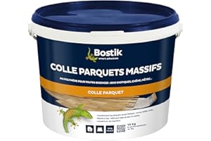 Bostik - Colle Parquets Massifs - MS Polymère - Intérieur - Toutes Essences de Bois - Toutes Finitions - Résistante à l'Eau - Sans Solvant - Couleur : Blanc - 1 Pot 14 kg