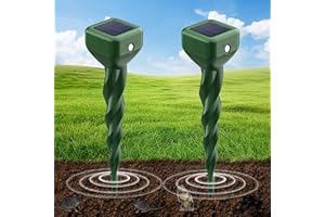 Dufuso Anti Taupe Solaire 2PCS, Lot de Répulsif Taupe Vibration et Ultrasons, Efficace Contre Les Taupes, Les Campagnols, Les Souris, Les Serpent, Ainsi Que Les Rongeurs de Jardin-Vert