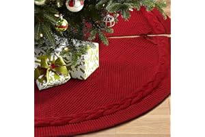 Hommtina Weihnachtsbaumrock, 121,9 cm, weißer Baumrock, Weihnachtsbaumschmuck, Kunstfell, Baumrock für Weihnachten, Urlaub, Zuhause, Party, Dekorationen, Ornamente (rot)