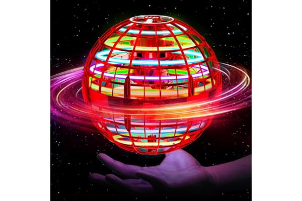 Ivtivfu Boule Volante (Rouge, Amélioré) : Jouet Flying Orb Ball avec LED, UFO Spinner Boomerang Magique, Cadeau Extérieur pour Enfant Garçon Fille 6 7 8 9 10 11 12 Ans