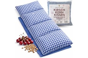 ‎STRAUSS HOME Strauss Home® Kirschkernkissen Gross, Mikrowelle, Körnerkissen Mikrowelle, Wärmekissen Nacken Schulter, Baumwollstoff 50x20cm (Grau/Blau Vintage)