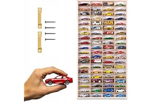 ART TWIST HOME Hot Wheels Storage | Wooden Display Shelves with 80 Compartments | Wall Display Cabinet 40cm x 78cm x 4cm for Collectables Model Car or Mini Figure (Shelf without Motif)
