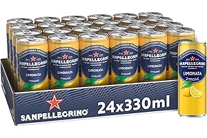 ‎SAN PELLEGRINO San Pellegrino Limonata Zitronen-Limonade mit 16% Zitronensaft (aus Konzentrat), 24er Pack (24 x 330ml) Einweg-Dosen