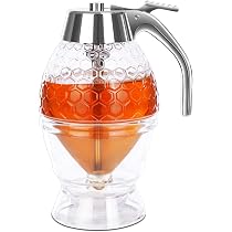 Dispenser Per Miele In Vetro 300ml Antigoccia - Barattolo Con Manico Per Miele E Sciroppi, Nero
