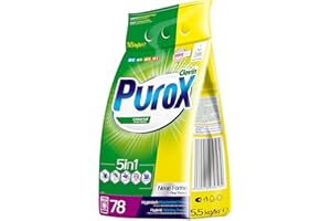 CLOVIN PUROX PUROX UNIVERSAL Lessive en Poudre (78 Lavages) pour textiles colorés et blancs, sac de 5,5 kg