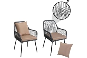 Mendler 2er-Set Gartenstuhl HWC-O12, Outdoor Sitz-/Rückenpolster Aluminium Seilgeflecht Rope - anthrazit, Bezug Taupe