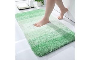 Homaxy Miękki dywanik łazienkowy, antypoślizgowa, nadająca się do prania mata łazienkowa, puszysty, chłonny dywanik z wysokim runem, z mikrofibry, pod wannę lub prysznic, 40 x 60 cm (zielony)