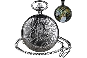 Tiong Doctor Who Pocket Watch with Bronze Case Quartz Full Hunter White Dial and Chain Mens Retro Dr Who Necklace Pendant